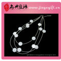 Newly White Shell Beads Three Strand Natural Stone Necklace